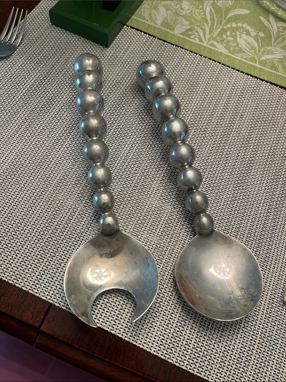 Mariposa Silver Beaded Salad Serving Set